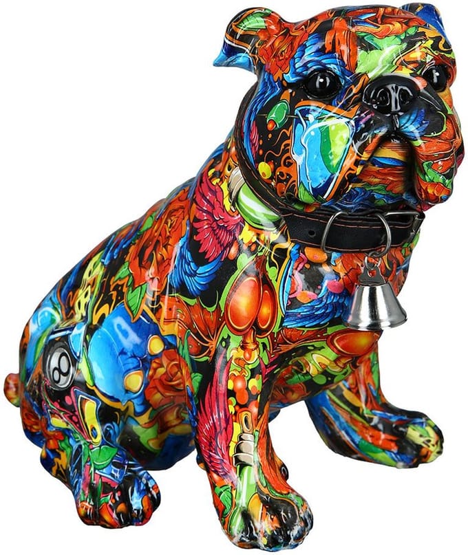 Street Art zittende mops hond