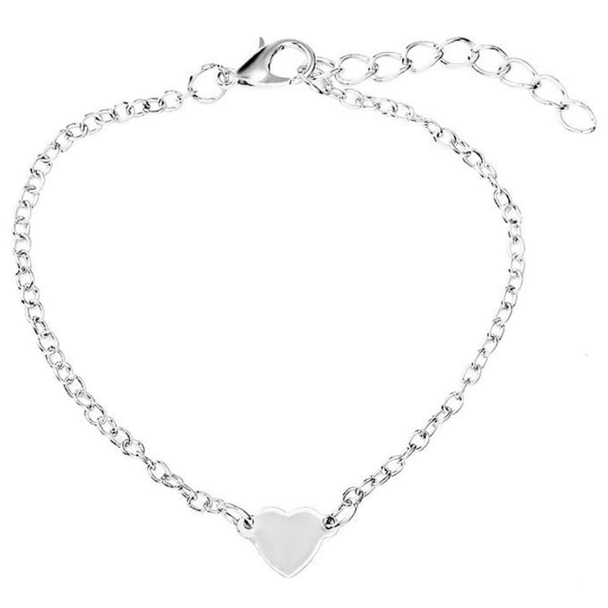 Miresa Armband Met Hart Bedel - Minimalistisch Hartje- Zilverkleurig - 15 + 5 CM