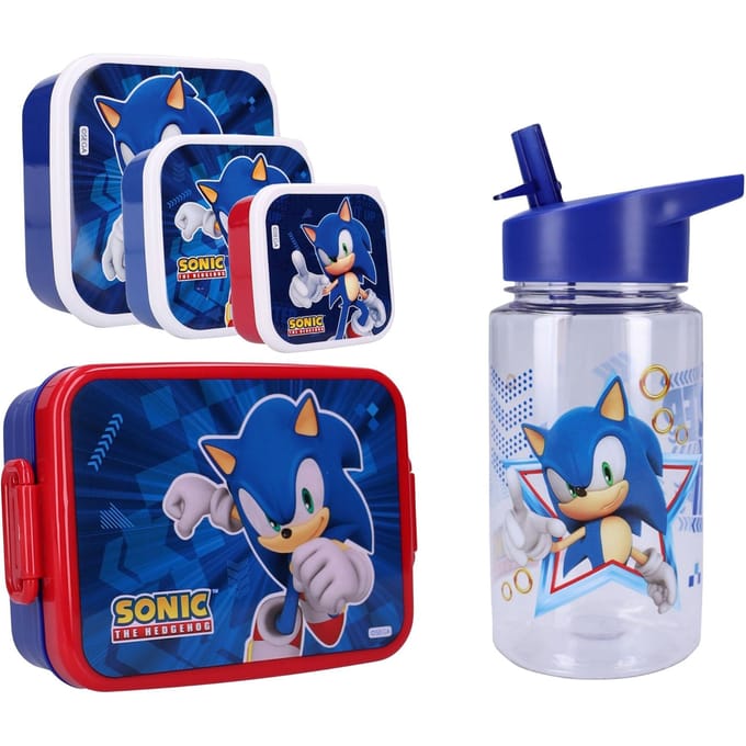 Sonic Lunchset - Lunchbox - Drinkfles - 3 Snackboxen - Blauw