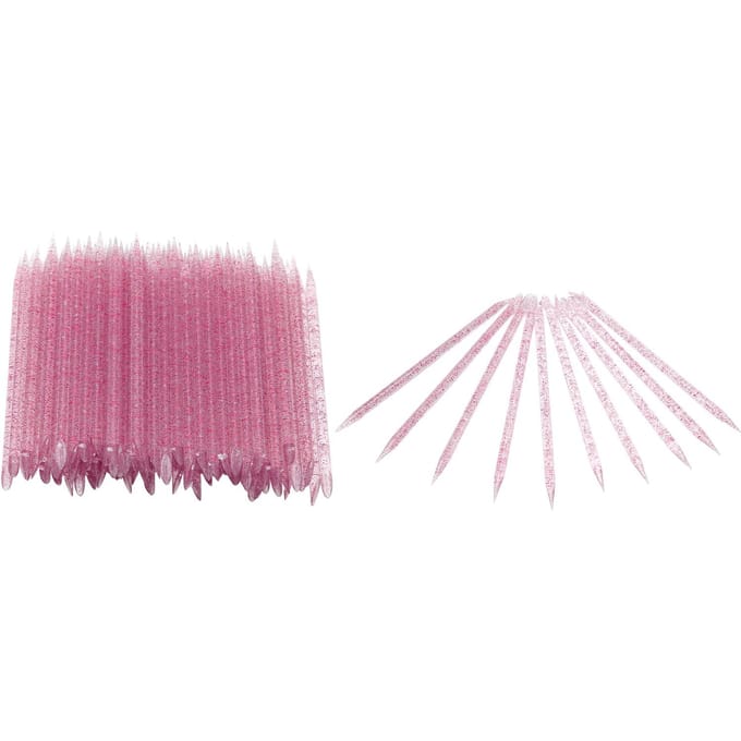 100 stuks Wegwerp Nagelknipper Dubbelzijdig Cuticle Manicure Pedicure Stokjes Rozerood paarsrode kleur