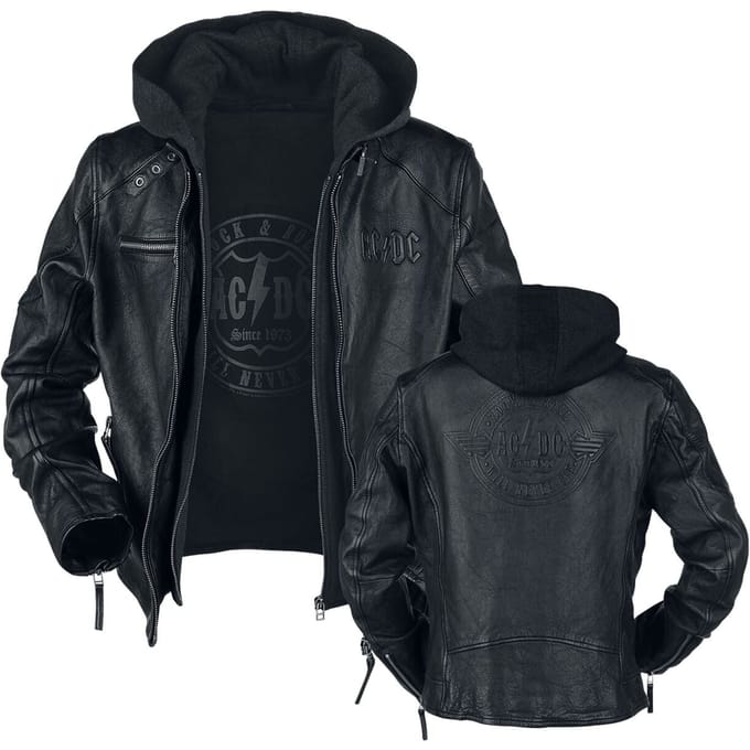 AC/DC Lederen jas - Rock & Roll - Will Never Die - S tot 3XL - voor Mannen - zwart