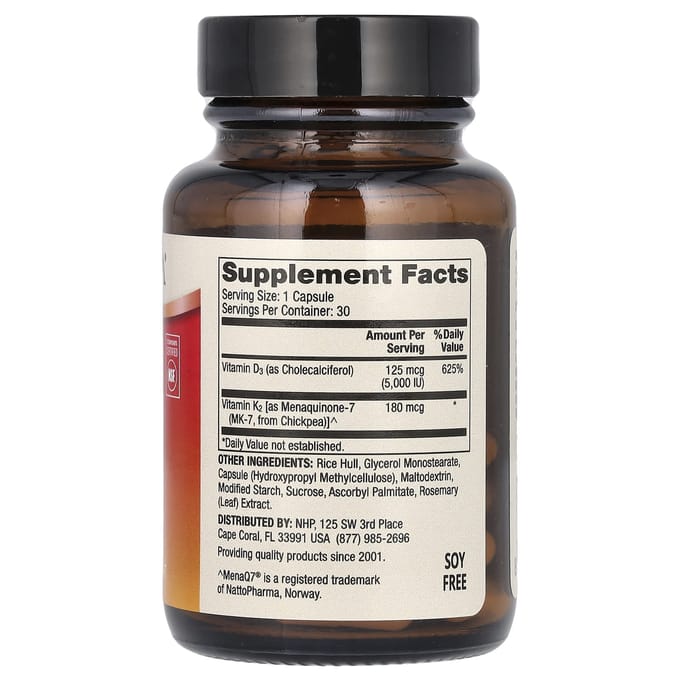 Dr. Mercola - Vitamins D3 5000 IU & K2 MK-7 180 mcg - 30 capsules