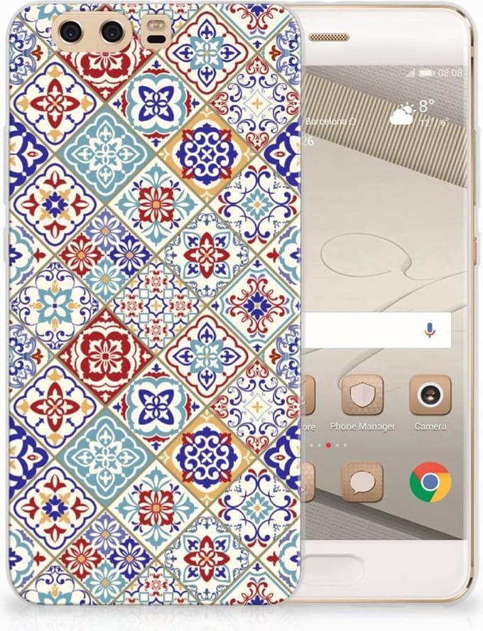 Huawei P10 Plus TPU Siliconen Hoesje Tiles Color