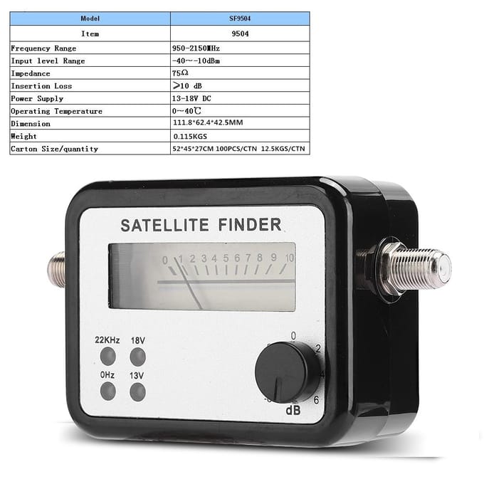 SF9504dB Draagbare Satelliet SAT Finder Signaalsterktemeter met Digitaal Display gray