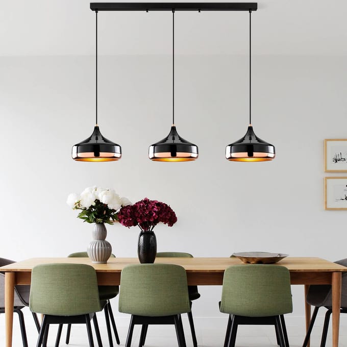 Opviq Hanglamp Yildo, lengte 146 cm, zwart/koper, 3-lamps