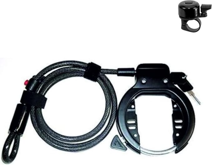 Stevig Ringslot Fiets Framehouder Inclusief Kabel en Fietsbel