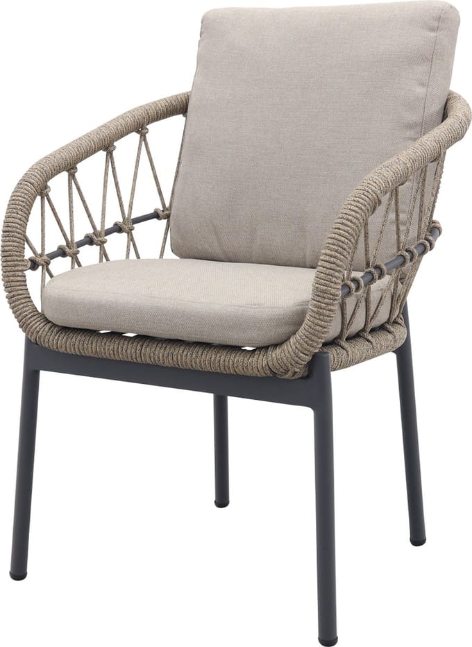 Julia naturel rope dining tuinstoel - Antraciet
