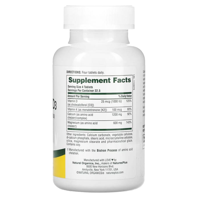 Calcium/Magnesium/Vitamine D3 met Vitamine K2, 90 Tabletten