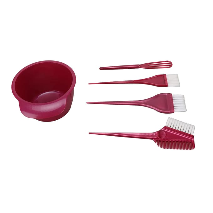 5 stuks Haarkleurverf Kit Nylon Vezel Borstels Mengkom Puntige Handgreep Haarkleurmiddelen brown