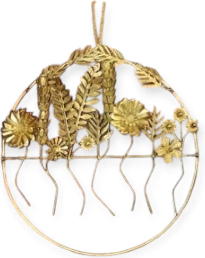 Imbarro - Hanger - Wandhanger - Ornament - Goud - Bloemen - Metaal