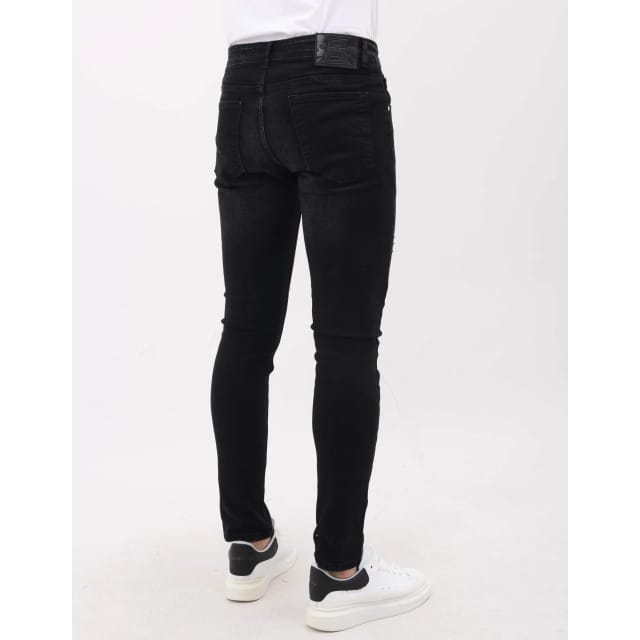 Spijkerbroek met Scheuren Heren Slim Fit - MM-S-103 - Zwart