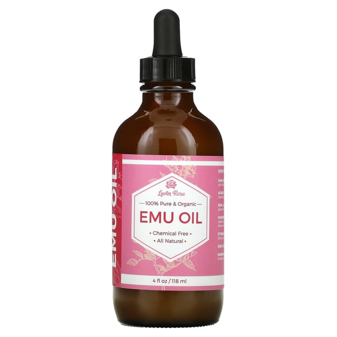 Leven Rose, 100% Pure Organic Emu Oil, 4 fl oz (118 ml) black
