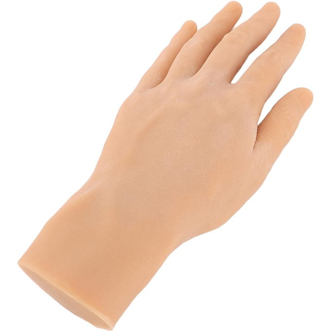 Modèle de main masculine réaliste en silicone, doux, flexible, réutilisable, modèle de main de mannequin masculin pour l'exposition left hand beige