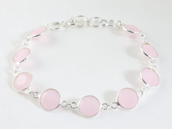 Zilveren armband met rozenkwarts