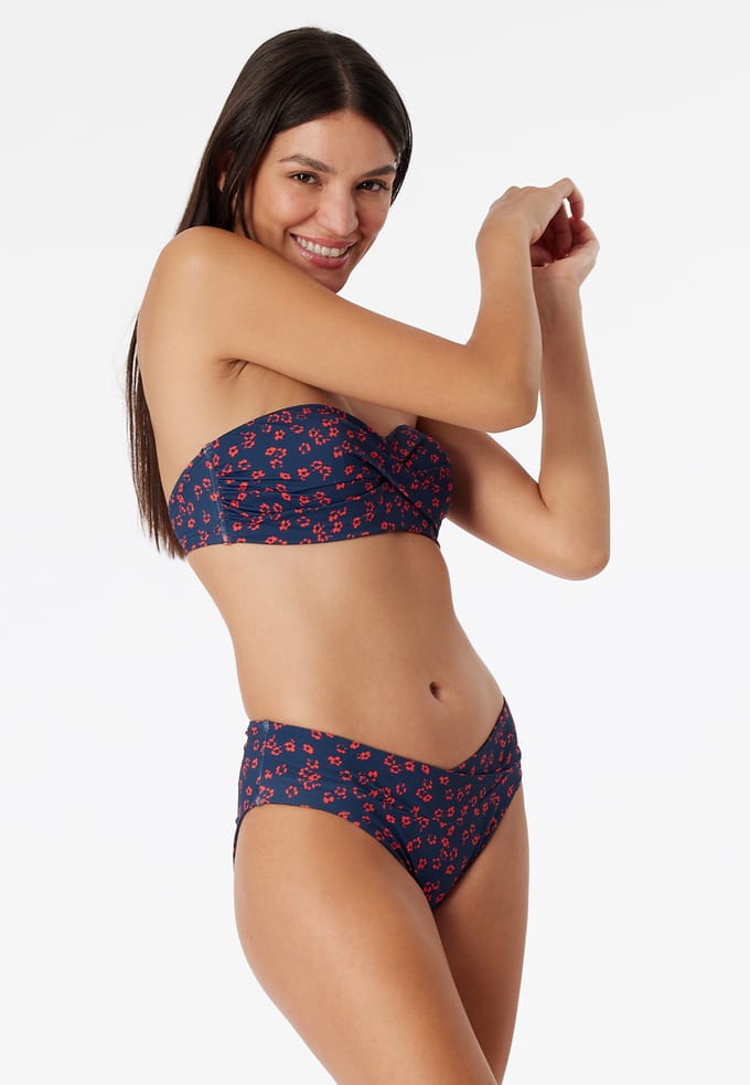 Midi bikinislip V-vorm bloemenprint multicolour - Aqua Mix & Match S