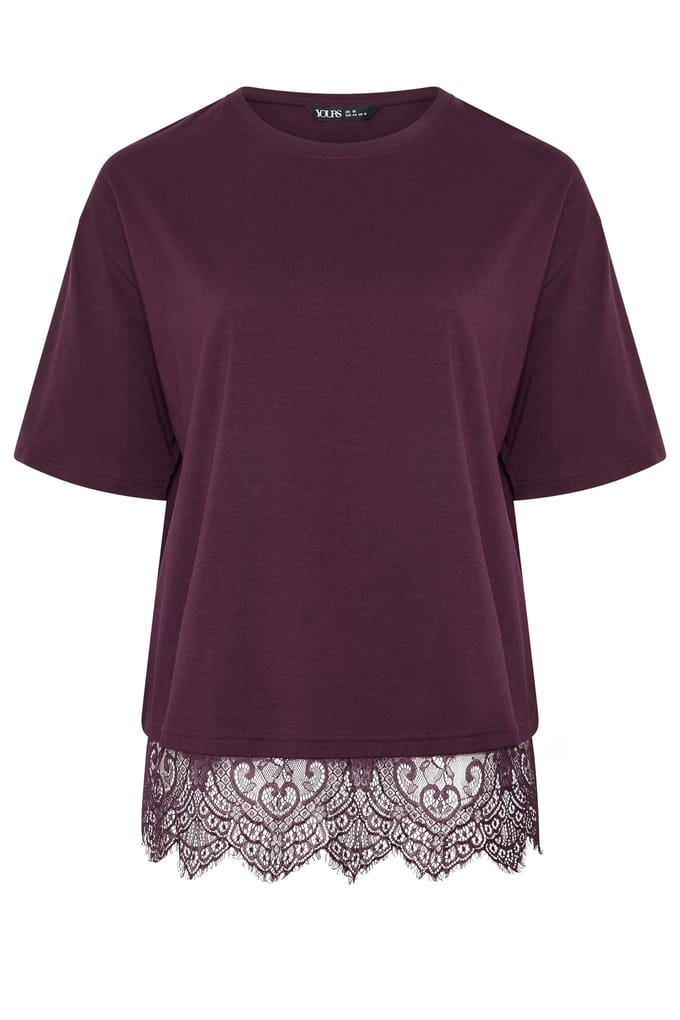 Yours Paars Tshirt Met Kanten Zoom Size 54-56