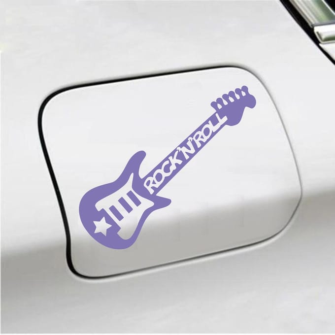 Bumpersticker - Gitaar Rock N Roll - 10,4 X 14,8 - Paars
