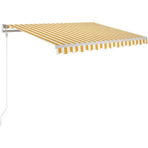 vidaXL - Luifel - automatisch - met - LED - en - windsensor - 300x250 - cm - geel - en - wit