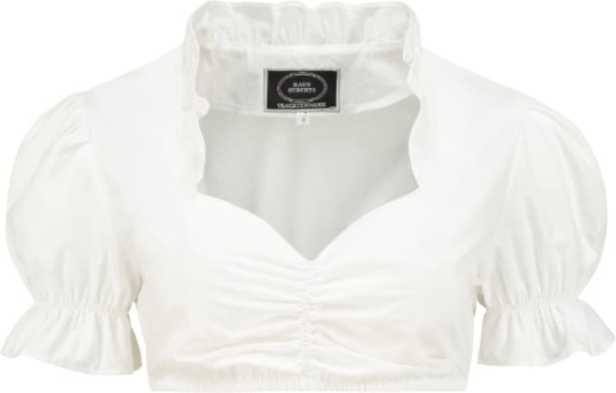Haus Huberts Dirndl Blouse - Wit - Met Rucheskraag - Dames - Maat 7XL