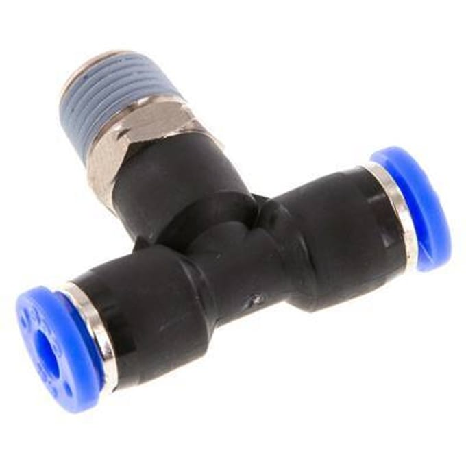 5/32'' X 1/8'' NPT Inline T-stuk Insteek Fitting Met Buitendraad Messing/PBT NBR Rotatable [2 Stuks]