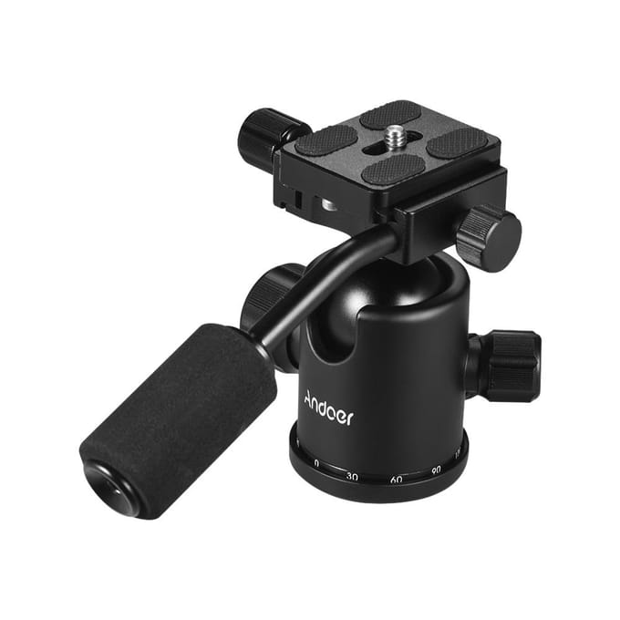Poignée trépied rotule rotule panoramique rotative à 360 degrés avec vis 1/4 pouce 3/8 pouce noir