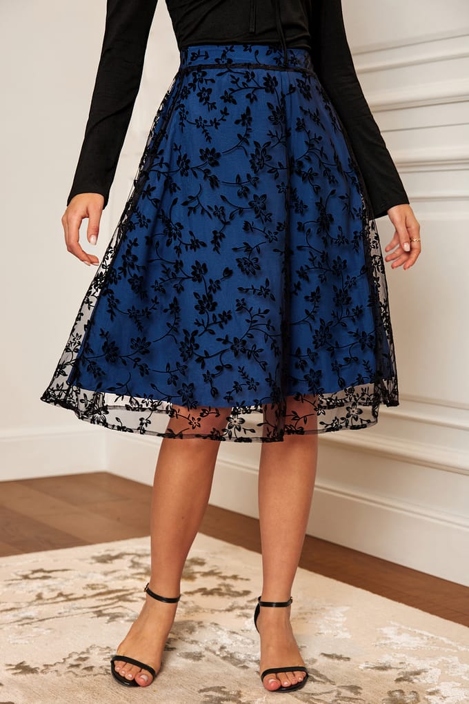 Sapphire Blooms bloemen midi rok