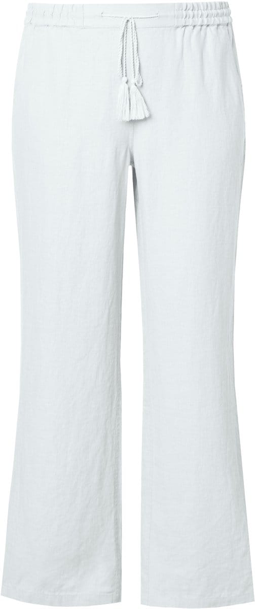 Ulla Popken - Dames - Linnen broek Mary elastische tailleband wijde - Sneeuwwit - Maat 48