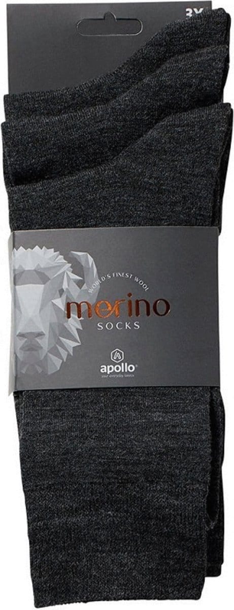 Apollo Sokken Wol 3-Pack Antraciet - Sokken - 39-42