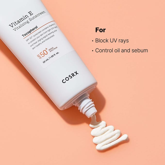 CosRx, Vitamine E, revitaliserende zonnebrandcrème, SPF 50+, 50 ml (1,69 fl oz) white