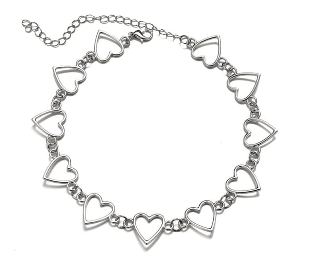 Cabantis Hartjes Choker - Ketting dames – Sieraden - Cadeau - Hartjes Ketting - Zilverkleurig