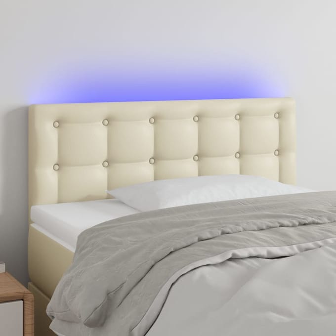 vidaXL - Hoofdbord - LED - 90x5x78/88 - cm - kunstleer - crèmekleurig