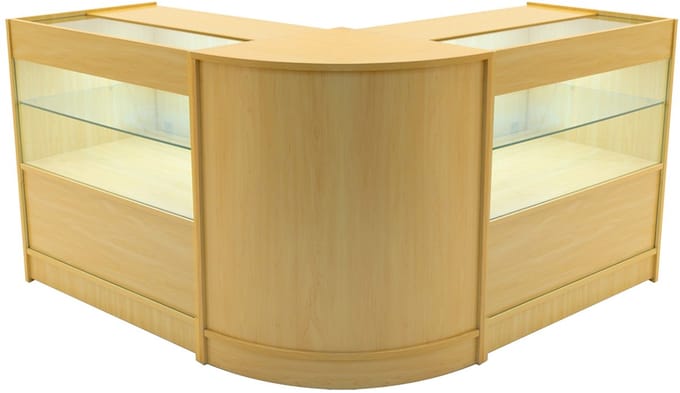 Winkeltoonbankset led selene - esdoorn - 90/60cm - 3-delig