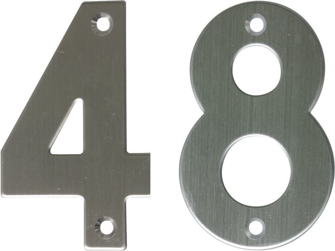 AMIG Huisnummer 48 - massief Inox RVS - 10cm - incl. bijpassende schroeven - zilver