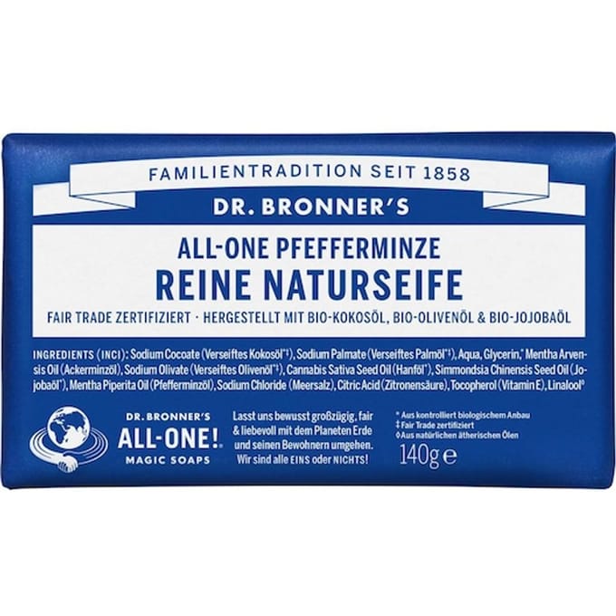 Dr. Bronner's Zeep All-One Pepermunt Puur Natuurlijke Blokzeep Dames 140 g