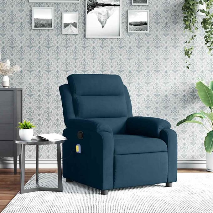 vidaXL - Massagestoel - verstelbaar - fluweel - blauw