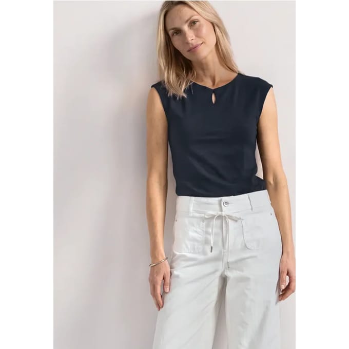Shirt met afhangende schouders en uitsnijding