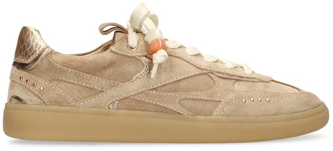 Manfield - Dames - Beige suède sneakers - Maat 40