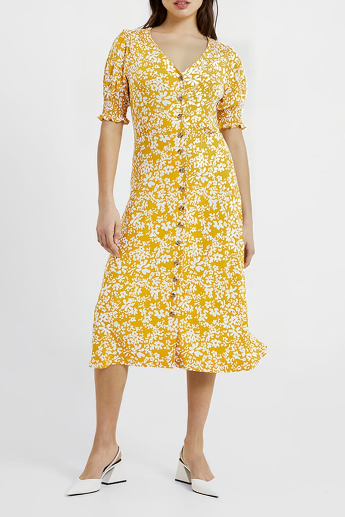 French Connection Vee Button-thru M Saffron / White Taglia: 8 | Abiti in T-Shirt Outlet | Donna | Arancia