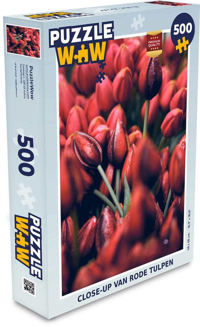 Puzzel Close-up van rode tulpen - Legpuzzel - Puzzel 500 stukjes