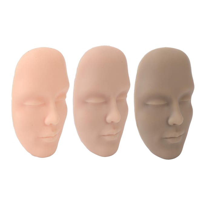 3 stuks 5D Tattoo Oefenhuid Hoofd Siliconen Realistisch Semi-Permanent Microblading Tattoo Training beige