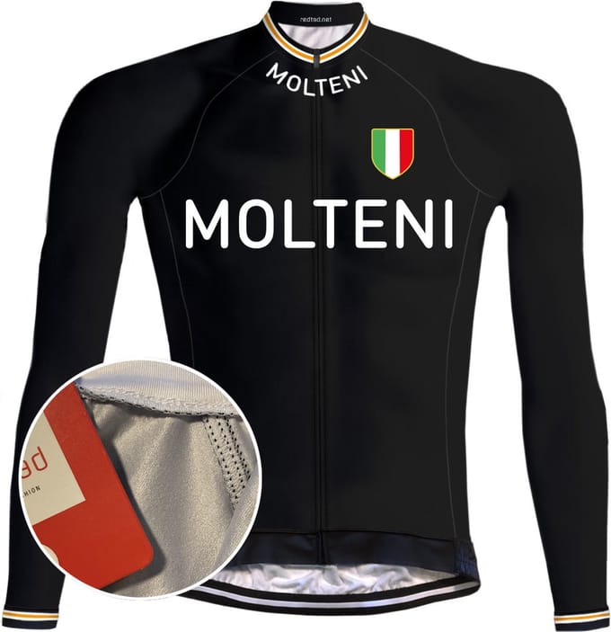 Retro Wielershirt met lange mouwen Molteni Zwart - REDTED - S
