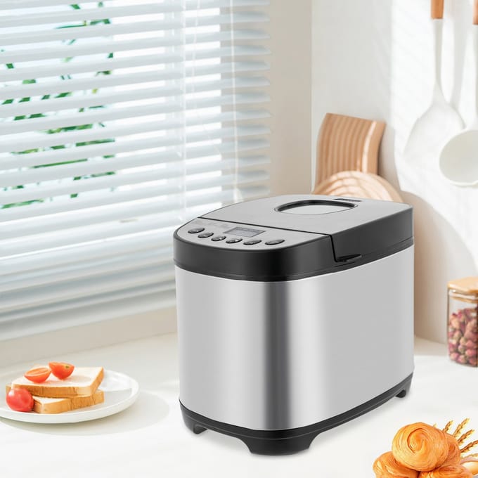 Broodbakmachine - Brood 1000gram - 12 programma's - Glutenvrij programma - Timer - 850 watt - Grijs