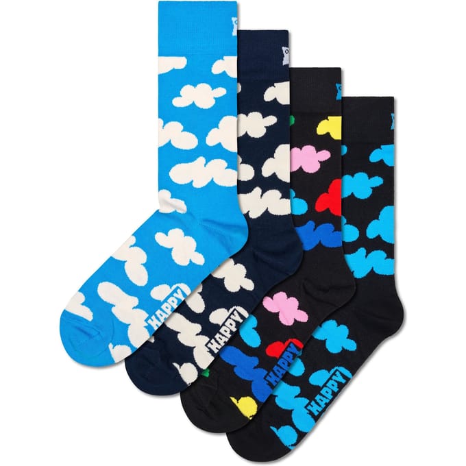 Happy Socks unisex giftbox 4P sokken cloudy blauw & zwart mt41-46