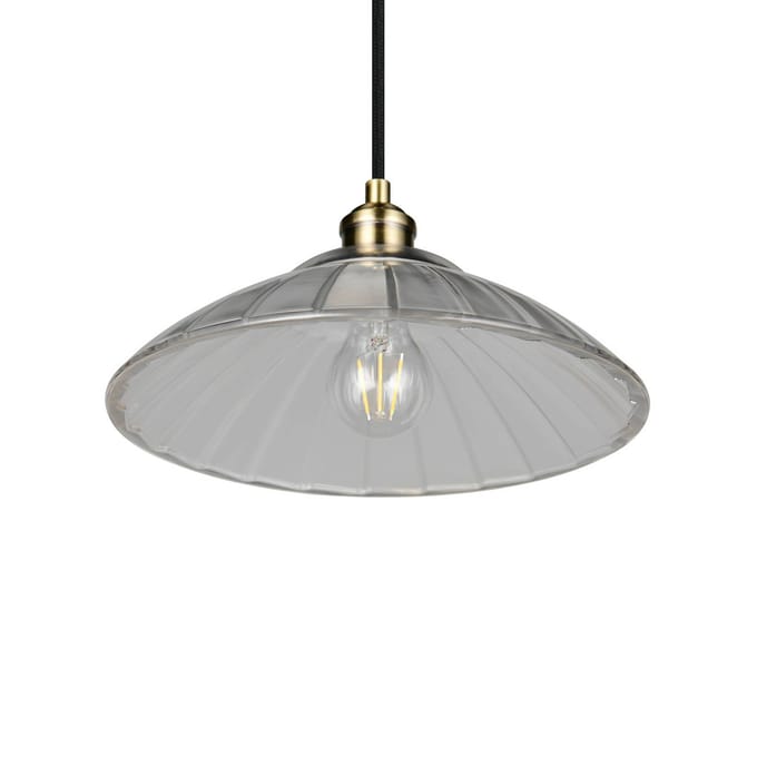 Reality Leuchten Hanglamp Eluna, helder/oud messing Ø 30 cm glas/metaal 1-lamp.