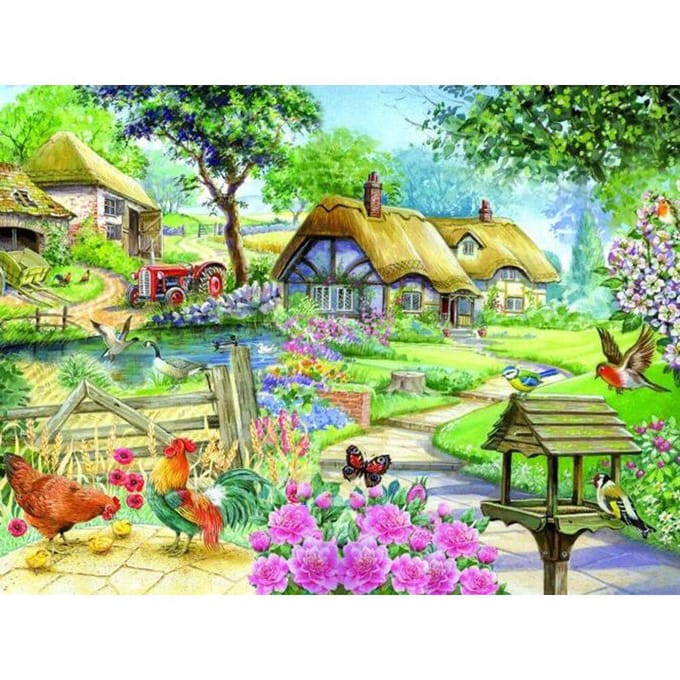 Peinture diamant brodée, affichage complet, image de paysage, strass, lodge, artisanat rural 20X30CM blue