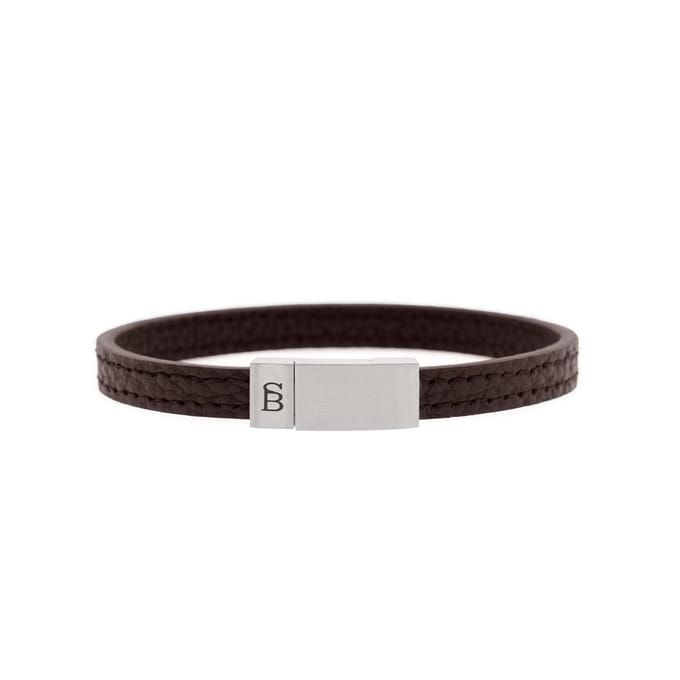 STEEL & BARNETT - Leren Armband Heren - Bruin - Maat L