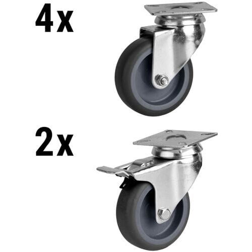 GGM Gastro (6 stuks) Rollenset voor koel- en vrieskasten - geschikt voor BGKF, GTF, KTF, KTGFF, KUF & ZTSF zilver