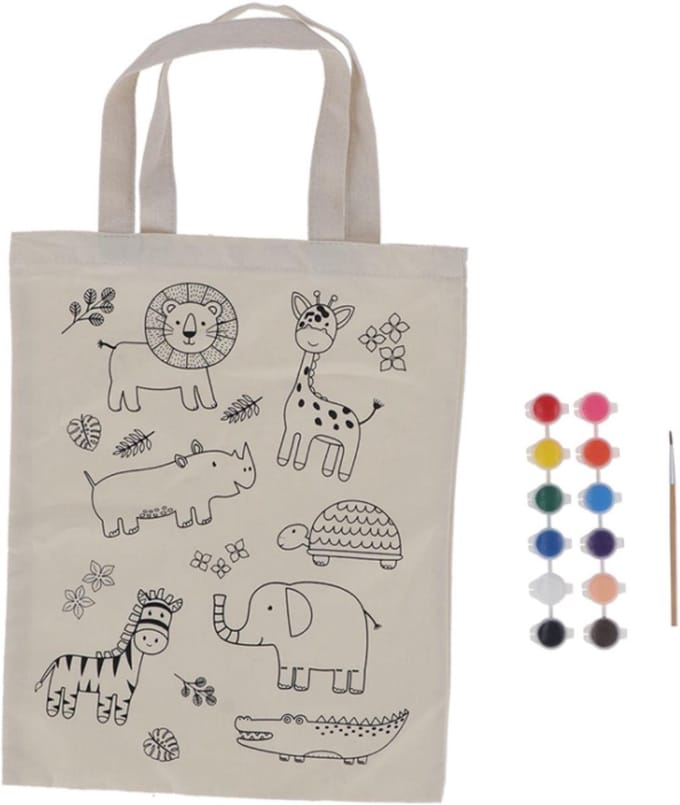 Esschert Design creatieve inkleurtas Jungle met verf en penseel.