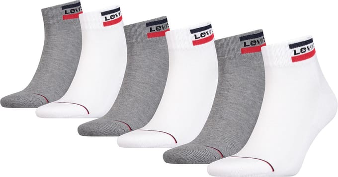 6 paar Levis Mid Cut SPRTWR LOGO unisex sokken kousen 701220482
