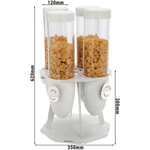 GGM Gastro Cerealienspender - vierfach - rotierend - Ø 120mm - Weiß - Drehausgabe Wit